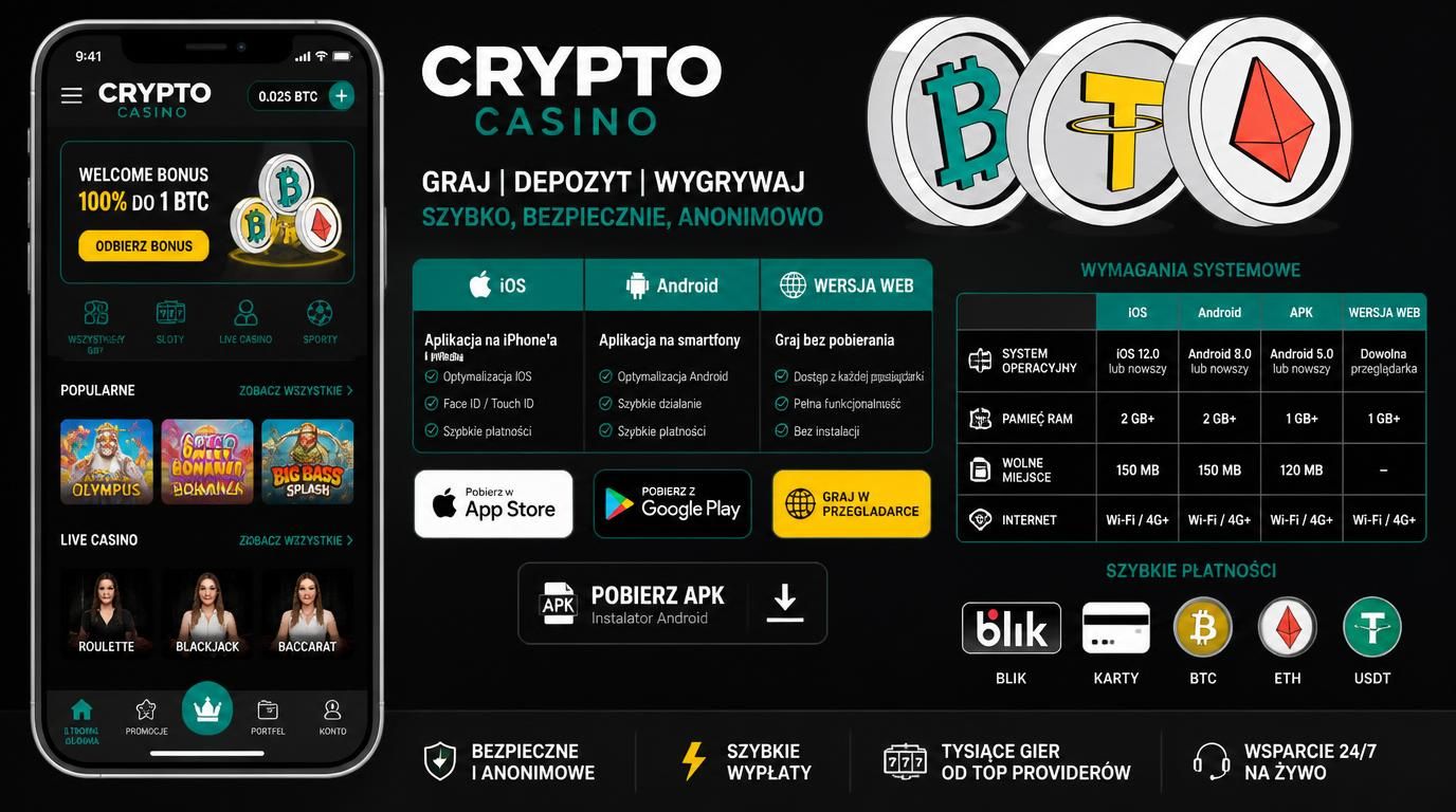 Aplikacja Crypto Casino na iOS i Androidzie z porównaniem wymagań oraz metod szybkich płatności