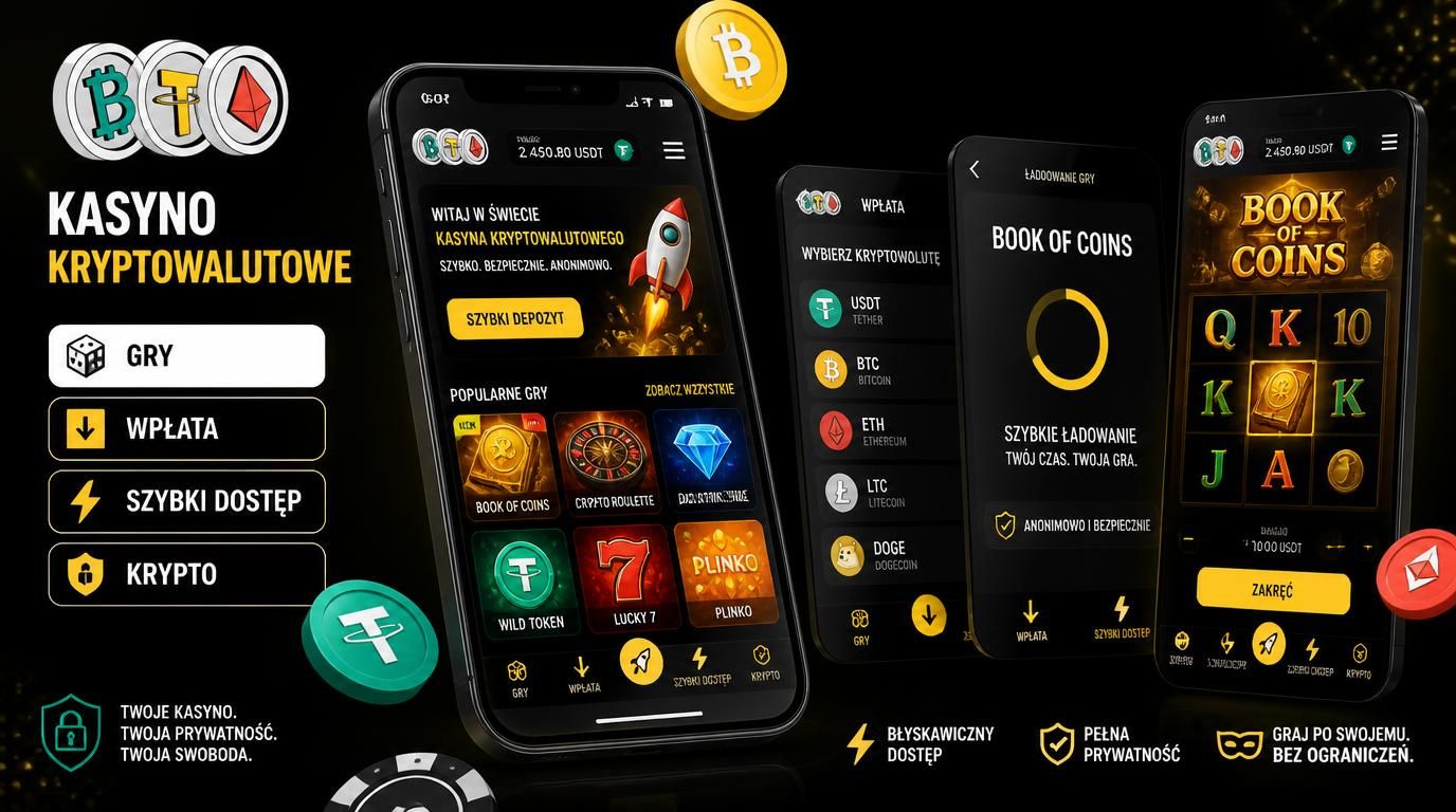 Mobilna aplikacja Crypto Casino z intuicyjnym menu, szybkimi grami i płatnościami kryptowalutowymi