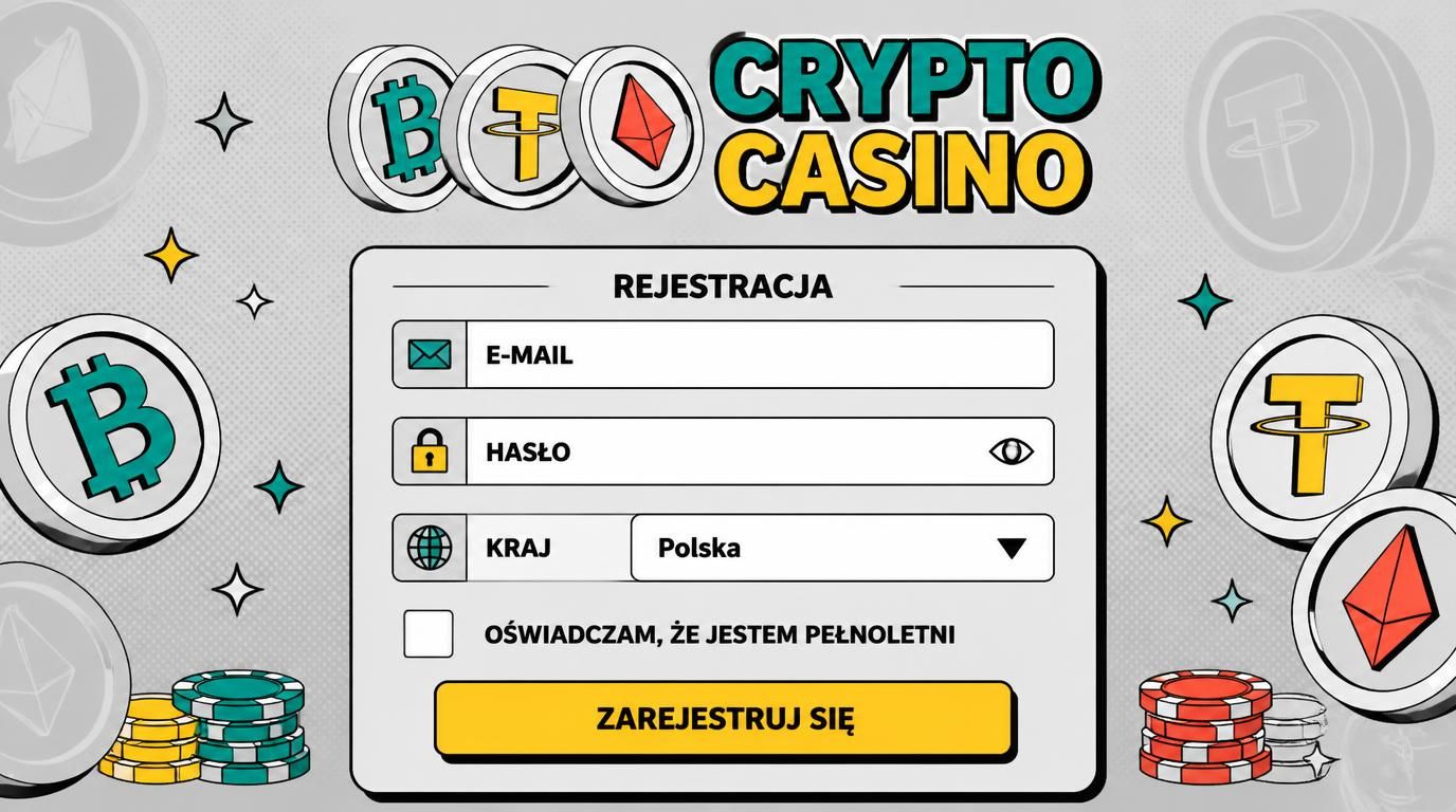Formularz rejestracji Crypto Casino z elementami tożsamości cyfrowej