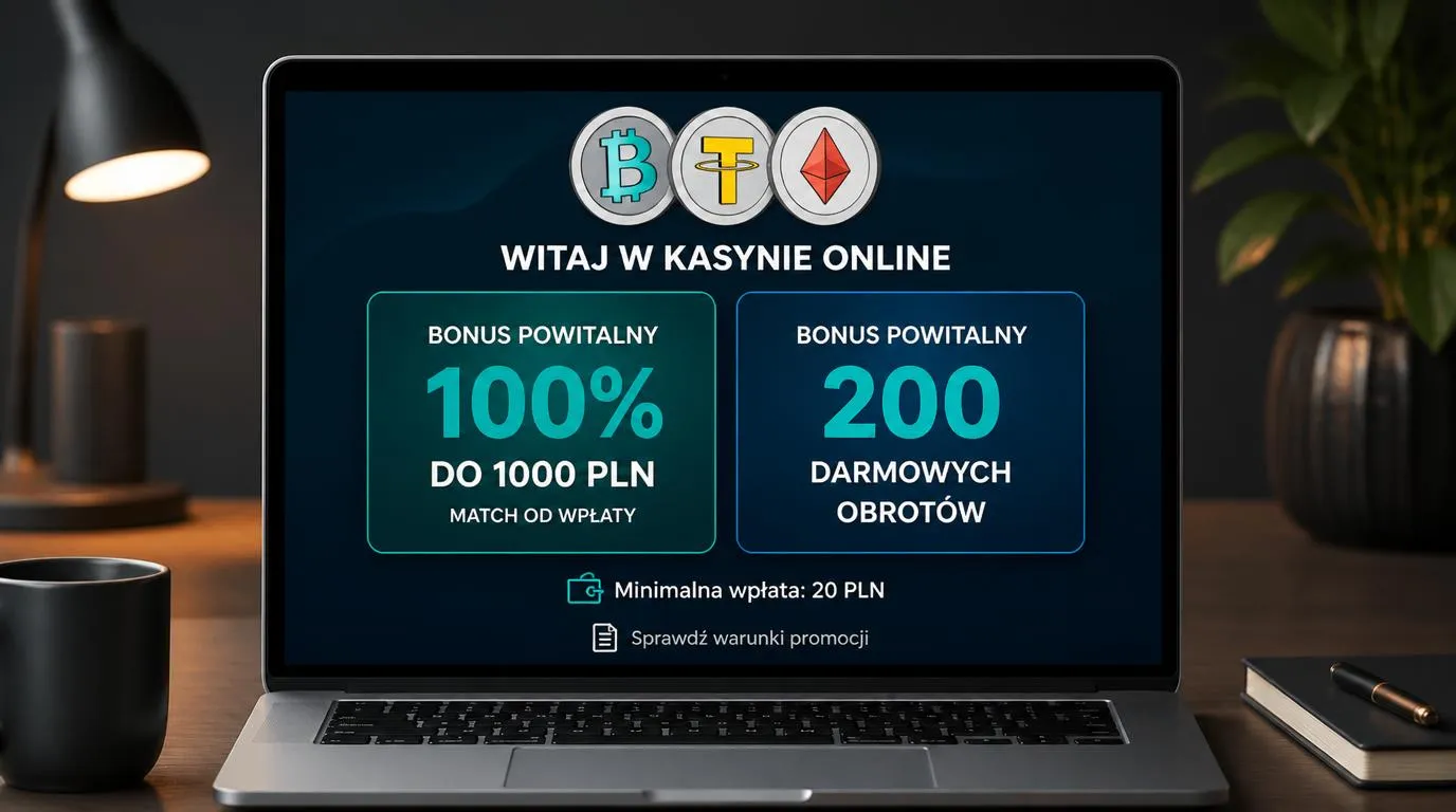 Ekran bonusu powitalnego z dopłatą do depozytu i pulą 200 darmowych spinów